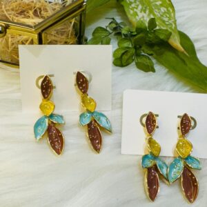 Enamel Leaflet Earrings